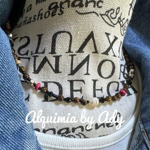 Alquimia tigers eye freshwater pearl onyx Necklace Elegant Jewelry